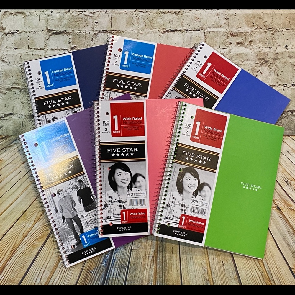 Mead Five Star One Subject College Rules Notebooks